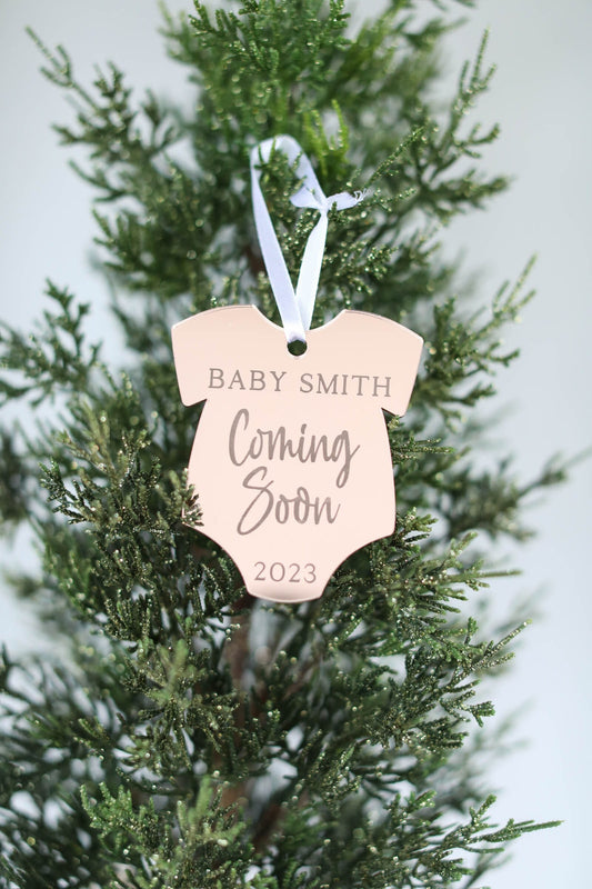 Personalized Coming Soon Baby Ornament