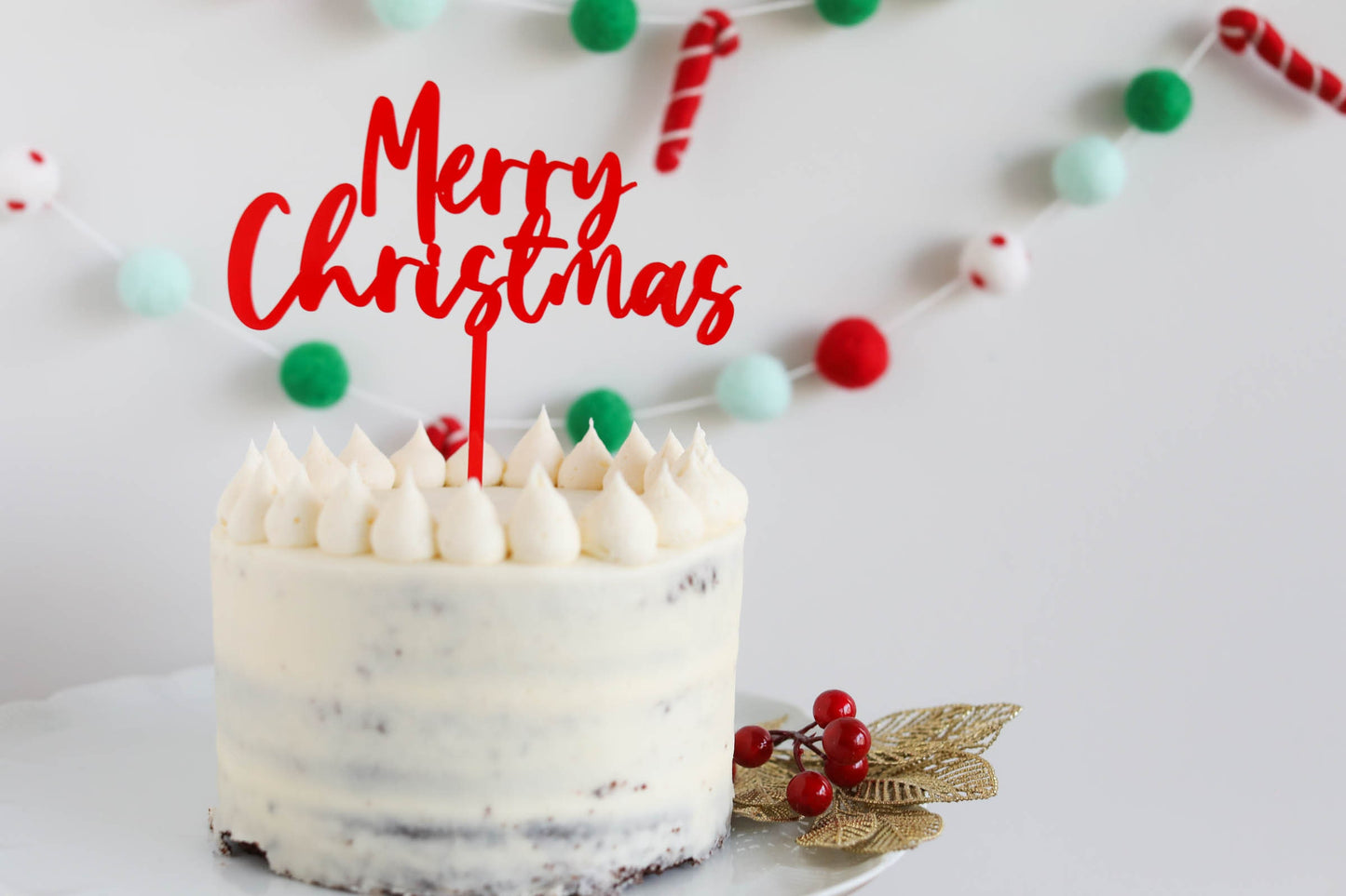 Merry Christmas Cake Topper