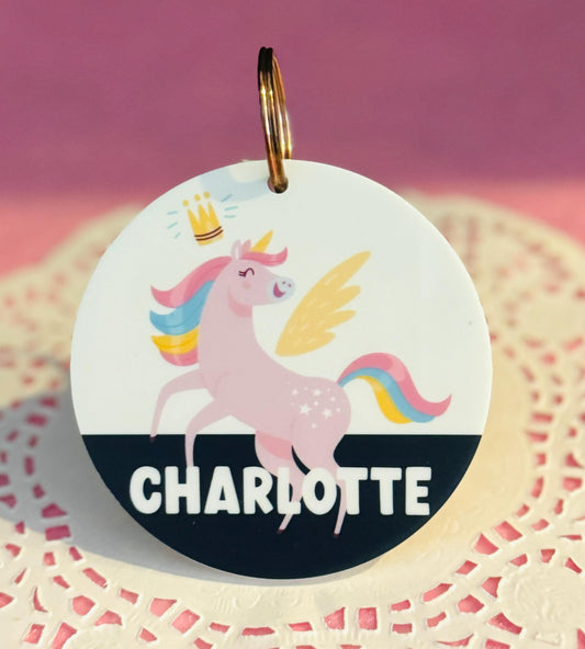 Unicorn Name Backpack Keychain