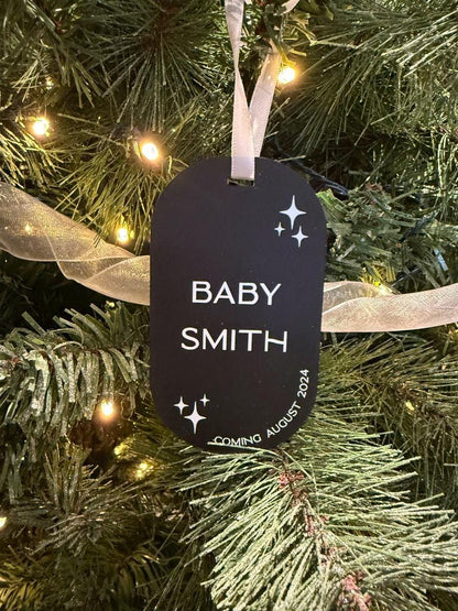 Custom Coming Soon Baby Ornament