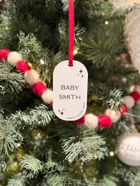 Custom Coming Soon Baby Ornament